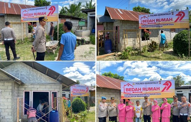 Polres Gorontalo Bedah Rumah Salah Seorang Warga di Kelurahan Bulota